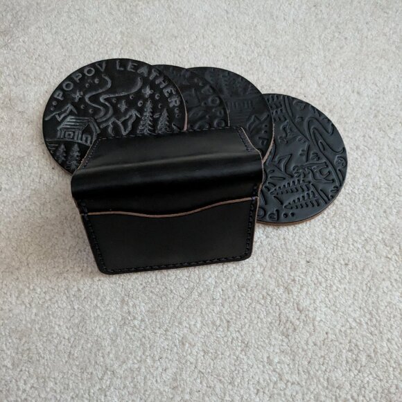 Hand Stitched Leather Wallets and Coaster Bundle - Picture 2 of 6